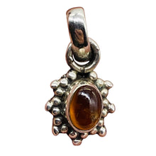Load image into Gallery viewer, Amber Sterling Silver Bezel Set Pendant | 1/2" Long | Amber | 1 Pendant |