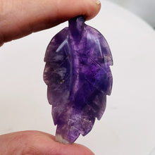 Load image into Gallery viewer, Amethyst Carved Pendant Leaf | 60x30x8mm | Purple White | 1 Bead |