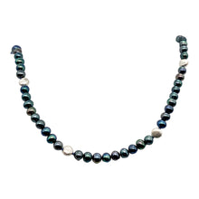 Load image into Gallery viewer, Dramatic Blue Rainbow Peacock Freshwater Pearl Sterling Silver 20" Necklace
