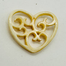 Load image into Gallery viewer, Delicate Carved Waterbuffalo Bone Heart Bead 10743