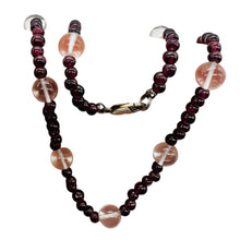 Load image into Gallery viewer, Garnet and Quartz Necklace Solid Sterling Silver Clasp 200022