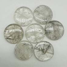 Load image into Gallery viewer, 1 Tourmalated Quartz 30mm Disc Pendant Bead 7652A