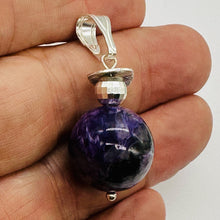 Load image into Gallery viewer, Charoite Sterling Silver Pendant | Purple, White | 1 3/4" Long |