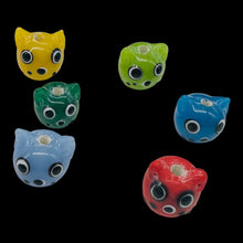 Load image into Gallery viewer, Kitty Cat Ceramic Round | 15mm | Multi-Color | 6 Beads