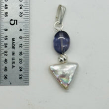 Load image into Gallery viewer, Iolite and Pearl Sterling Silver Pendant |1 3/8" Long| Purple, White| 1 Pendant|