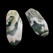 Load image into Gallery viewer, Ocean Jasper Old Stock Long Oval Beads|45x22x6 to38x20x7mm|Green, White|2 Beads|