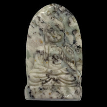 Load image into Gallery viewer, Harmony Stone Jade Buddha Pendant Bead | 50x30mm | Green White | 1 Pendant Bead|