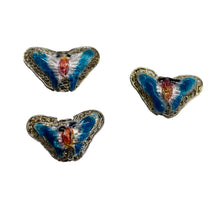 Load image into Gallery viewer, Aqua Blue Cloisonne Butterfly Pendant Beads | 16x10x6mm | 3 Beads |