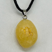 Load image into Gallery viewer, Zodiac Capricorn Jasper Stone Oval Pendant | 1 1/2" Long | Yellow | 1 Pendant |