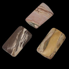 Load image into Gallery viewer, 3 (Three) Beads of Zebra Jasper Carved Twist Rectangle Focal Beads 8903