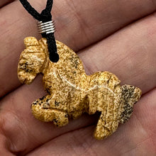 Load image into Gallery viewer, Picture Jasper Stone Pony Horse | 3/4' Long | Beige, Pink | 1 Pendant Necklace |