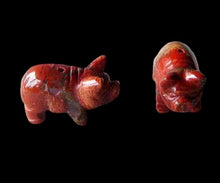 Load image into Gallery viewer, Piggies 2 Carved Brecciated Jasper Pig Beads | 23x16x11mm | Red