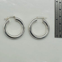 Load image into Gallery viewer, Sleek! Sterling Silver Hinged 25mm Hoop Earrings 9770