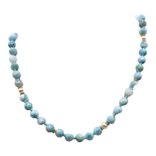 Load image into Gallery viewer, Larimar and Pearl 19 inch Designer Necklace | 19" | Blue White Gold | Necklace