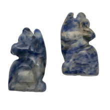 Load image into Gallery viewer, Howling New Moon 2 Carved Sodalite Wolf / Coyote Beads | 21x11x8mm | Blue white