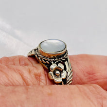 Load image into Gallery viewer, Mother of Pearl Sterling Silver Flower Leaf Ring | Size 8 | Silver | 1 Ring |
