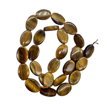 Load image into Gallery viewer, Golden Flat 15x10mm Oval Tigereye Bead Strand 110241A