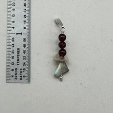 Load image into Gallery viewer, Rhodolite Garnet and Labradorite Sterling Silver Pendant | 1 1/4 inches long |