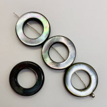 Load image into Gallery viewer, Mother of Pearl Natural Pi Circle Round Beads | 18x4mm | Black | 4 Beads |