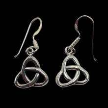 Load image into Gallery viewer, Celtic Sterling Silver Triquetra or Trinity Knot Earrings | 1" Long |