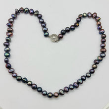 Load image into Gallery viewer, Dramatic Rainbow Peacock Freshwater Pearl Sterling Silver Necklace 20 inch 9808