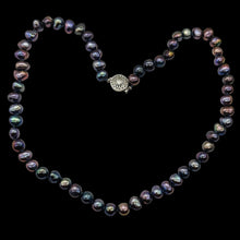 Load image into Gallery viewer, Dramatic Rainbow Peacock Freshwater Pearl Sterling Silver Necklace 20 inch 9808