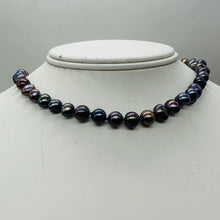 Load image into Gallery viewer, Dramatic Rainbow Peacock Freshwater Pearl Sterling Silver Necklace 20 inch 9808