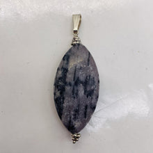 Load image into Gallery viewer, Mookaite Speckled Sterling Silver Marquise Pendant | 2 1/4" Long| Purplish Gray|