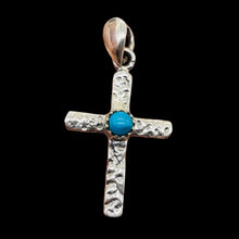 Load image into Gallery viewer, Turquoise Sterling Silver Cross | 1 1/2" Long | Silver | 1 Pendant |