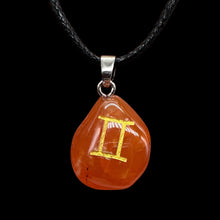 Load image into Gallery viewer, Zodiac Gemini Carnelian Stone Oval Pendant | 1 1/2" Long | Orange | 1 Pendant |