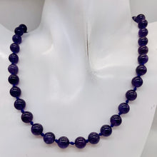 Load image into Gallery viewer, Royal Amethyst Necklace Knotted on Silk | 8mm |Round | 32" Long | Purple | 1 |