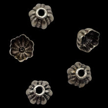 Load image into Gallery viewer, Adorable 5 Sea Urchin Sterling Silver Bali Bead Caps (1.7G) 1049
