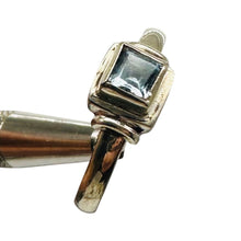 Load image into Gallery viewer, Blue Topaz Sterling Silver Ring Size 7.25 Natural Square Gemstone USA