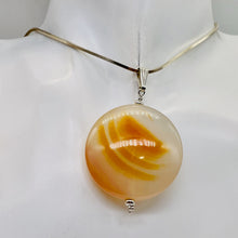 Load image into Gallery viewer, Natural Golden Mookaite Coin w/ Sterling Silver Pendant | 39mm | 2. 1/4" Long |