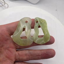 Load image into Gallery viewer, Serpentine New Jade 40g Irregular Loop 2 Pendant Beads | 56x40x9mm| Light Green|