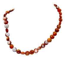 Load image into Gallery viewer, Spiny Oyster Flat Round 16" Bead Strand | 8x4mm | Orange White | 51 Beads |