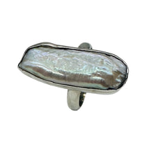 Load image into Gallery viewer, Pearl Designer Sterling Silver Ring | Size 7 | White, Silver | 1 Ring
