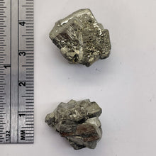 Load image into Gallery viewer, Pyrite Crystal Nugget Beads | 18x14x15 to 18x16x14mm | Silver Gold | 2 Beads |
