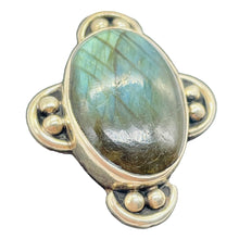 Load image into Gallery viewer, Labradorite Sterling Silver Oval Gemstone Ring | Size 5 | Blue Green | 1 Ring |