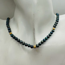 Load image into Gallery viewer, Dramatic Blue Rainbow Peacock Freshwater Pearl 14Kgf Necklace |20" Long |