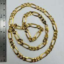 Load image into Gallery viewer, Italian 18K Gold Vermeil Figaro Chain Necklace 7mm 24" Sterling Silver 36g