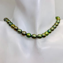 Load image into Gallery viewer, Fresh Water Pearls 16" Strand | Oval | 8x7mm | Rainbow Evergreen | 50 Pearls |