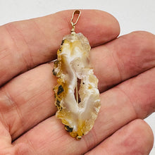 Load image into Gallery viewer, Druzy Agate Slice Designer 14kgf Pendant | 2 1/4" Long | Druzy Agate Crystal |