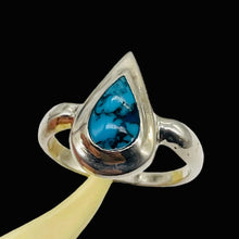 Load image into Gallery viewer, Turquoise Sterling Silver Teardrop Ring | Size 7.75 | Blue Black | 1 Ring |