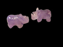 Load image into Gallery viewer, 2 Amethyst Hand Carved Rhinoceros Animal Beads | 20x13x8mm | Purple