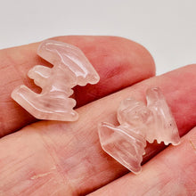 Load image into Gallery viewer, 2 Hand Carved Natural Rose Quartz Bat Beads | 21x16x5mm | Pink