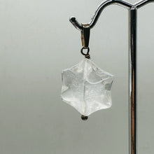 Load image into Gallery viewer, Hand Carved Clear Quartz Star Pendant Sterling Silver Crystal Necklace 1in