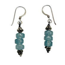 Load image into Gallery viewer, Aquamarine Dangling Sterling Silver Earrings | 1 1/2" Long | Blue, Silver |
