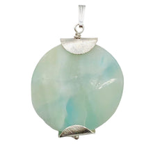 Load image into Gallery viewer, Wavy Hemimorphite Sterling Silver Disc Dangle Pendant 1 3/4" Long | Aqua/Green |