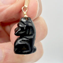 Load image into Gallery viewer, Obsidian Wolf Pendant Necklace | Semi Precious Stone Jewelry | 14k Pendant